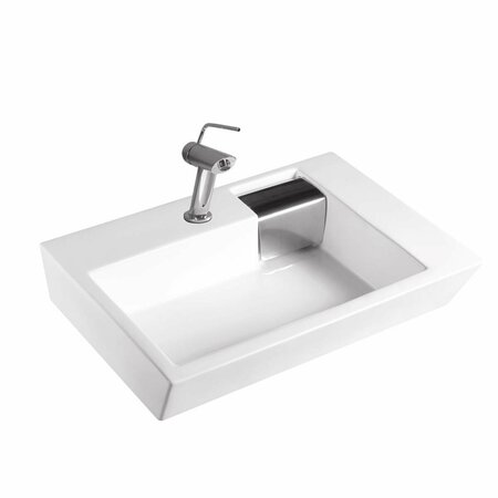KD GABINETES White Artistic Porcelain Vessel Bathroom Sink, 26 x 17.25 x 6.25 in. KD1860637